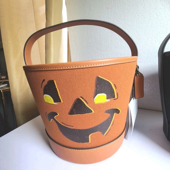 SET OF 3 COACH Trick Or Treat Cat Pumpkin Owl Halloween Buckets Bags NWT - Picture 6 of 7